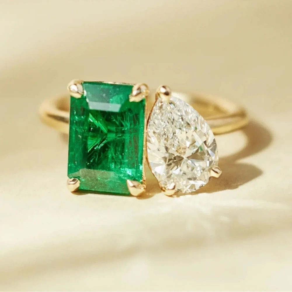 Toi et Moi Double Stone Engagement Ring - Picture 1 of 10